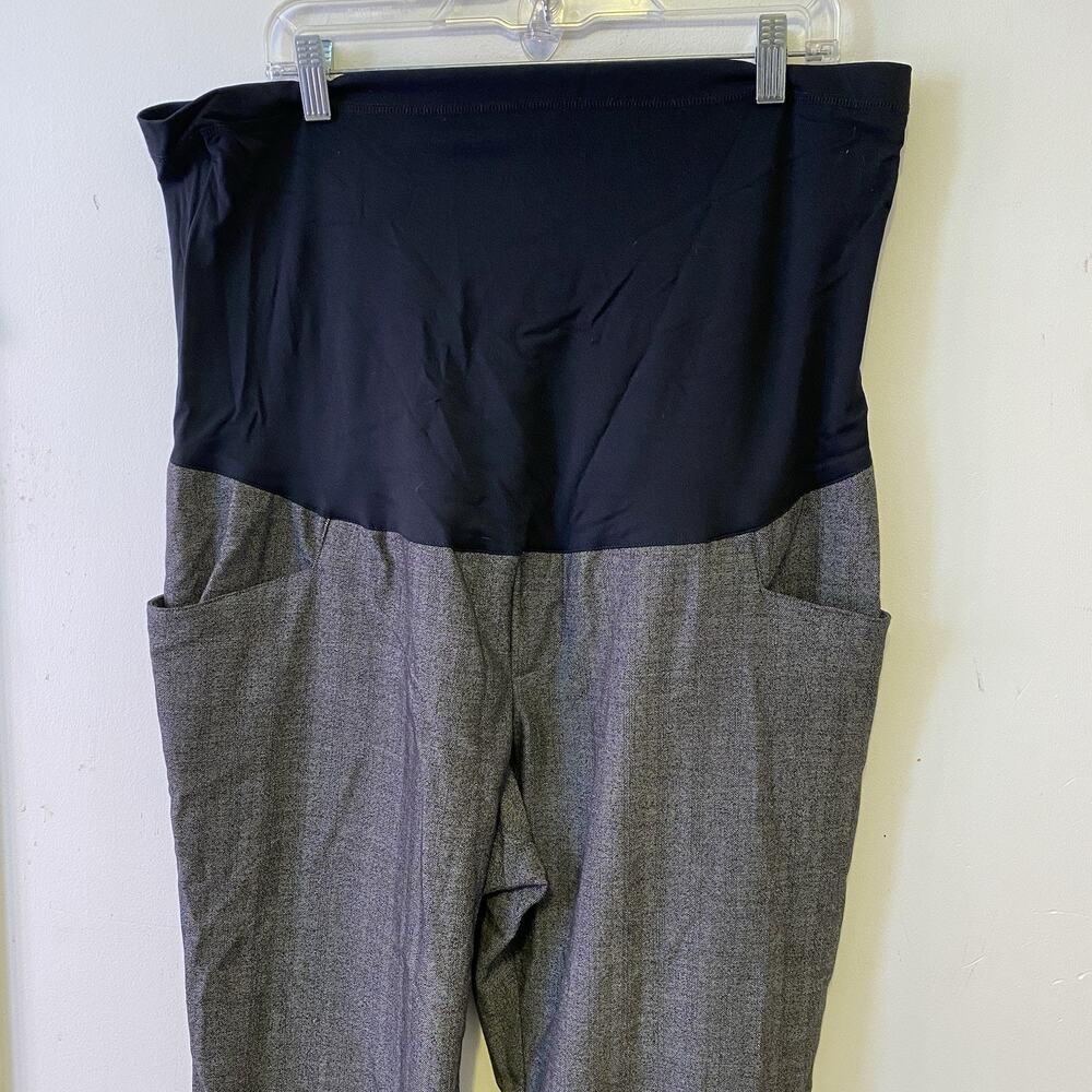 LIZ LANGE Maternity Casual Dress Pants Flare Leg PullOn Pocket Gray Black Y2K 18 - Picture 8 of 11